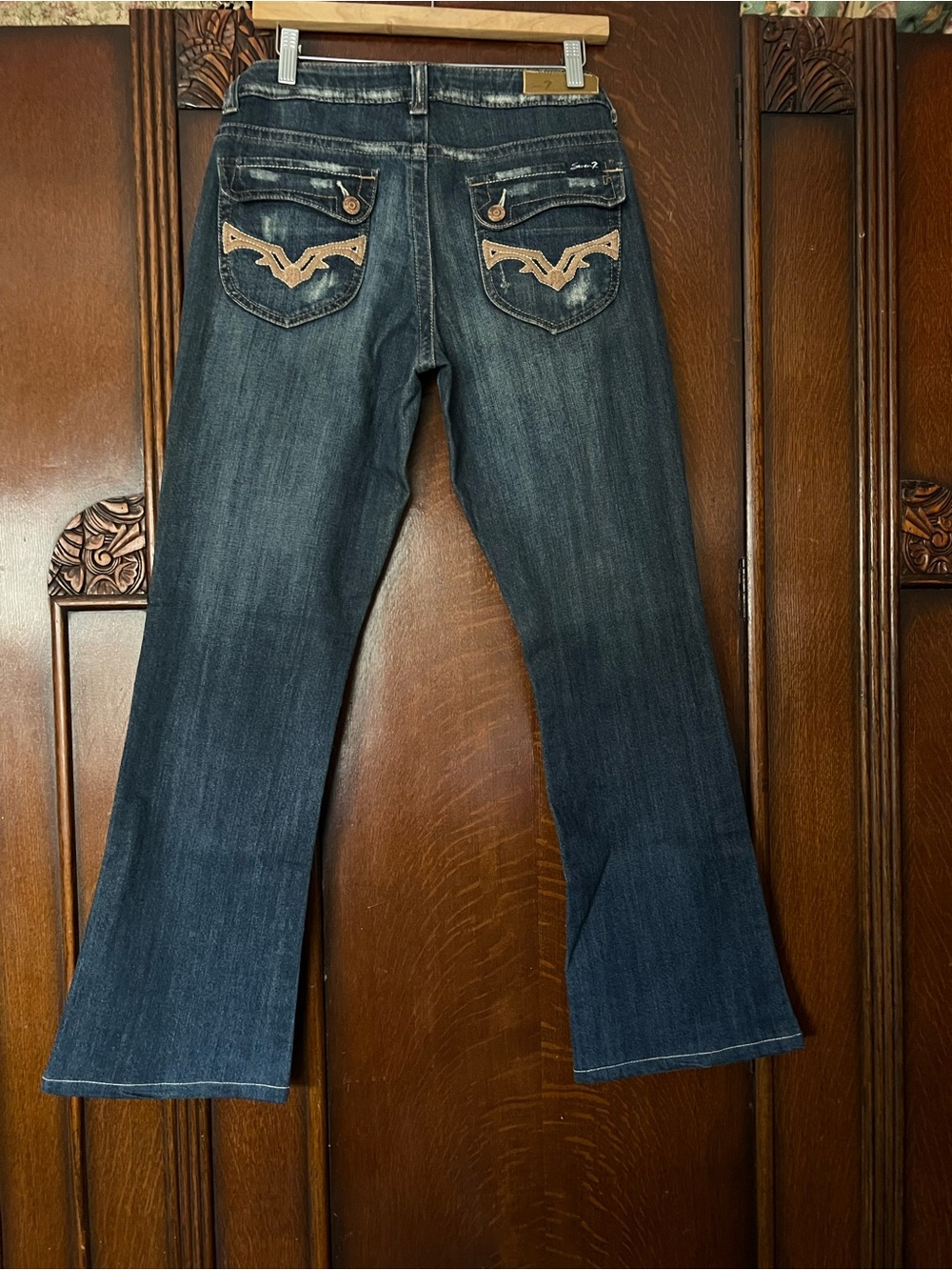 Seven7 Dark Blue Wide Leg Flare Jeans - Picture 2 of 8